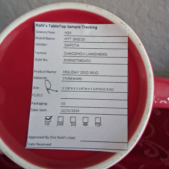 St. Nicholas Square Red Ceramic Holiday Dog Themed Coffee Mug - Picture 7 of 11